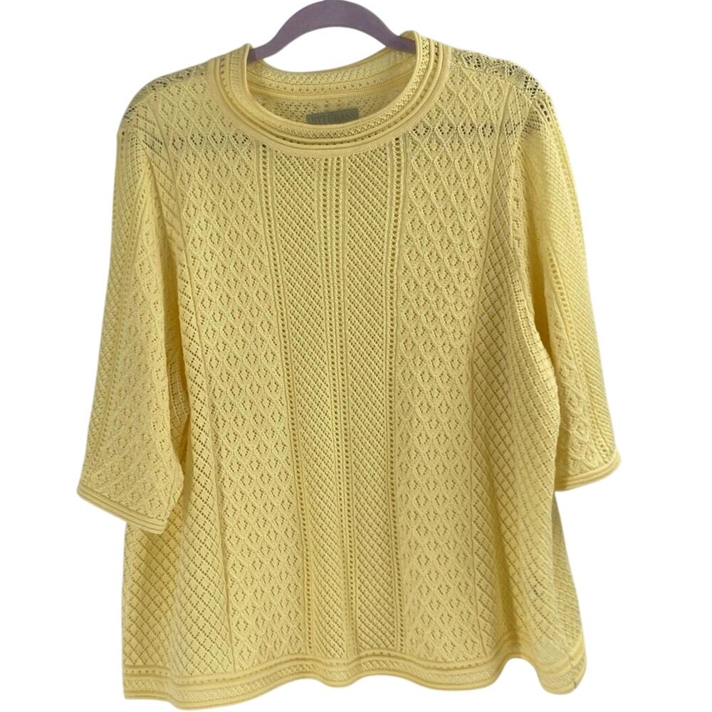 Ryegrass Knit Yellow 3/4 Sleeve Beach Top Women’s 2X Boho Modest